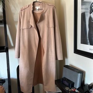 H&m suede like material tan beige coat